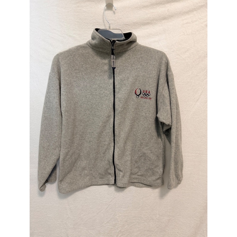 Team USA Beijing 08 Olympics Fleece Jacket Mens Large Gray Full Zip 2008 Games
